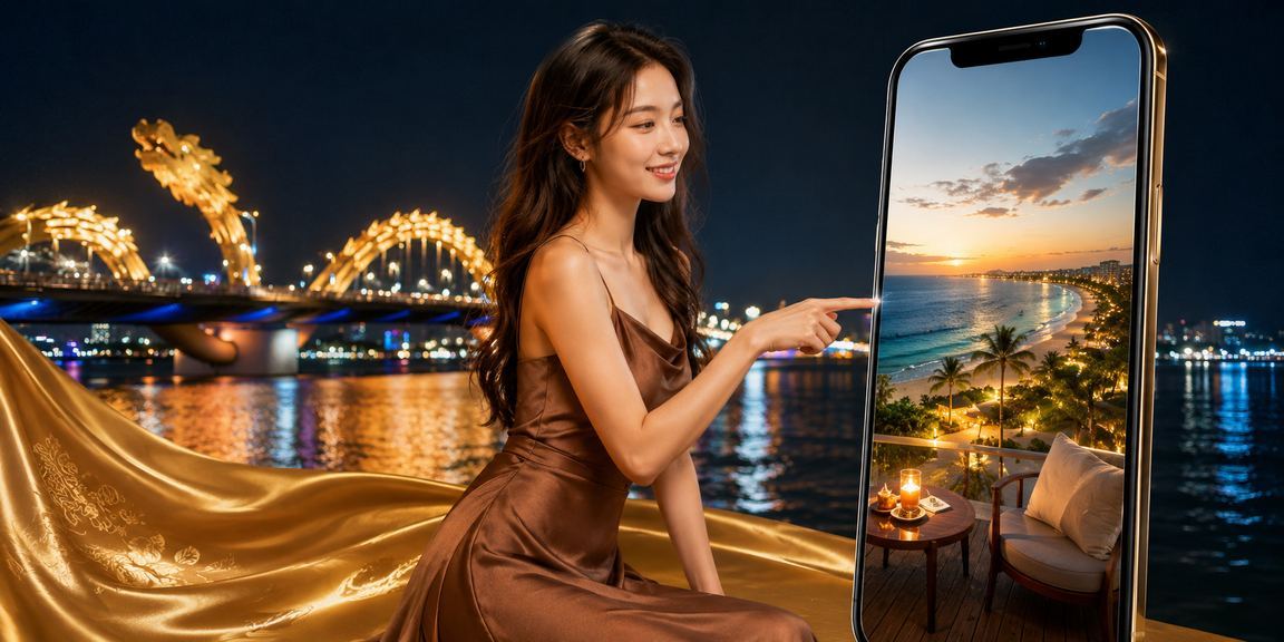 Người dùng Đà Nẵng trải nghiệm casino trên điện thoại di động với trang phục áo dài truyền thống